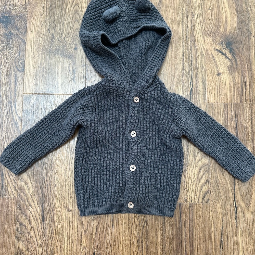 Cozy Charcoal Knit Hoodie for Baby